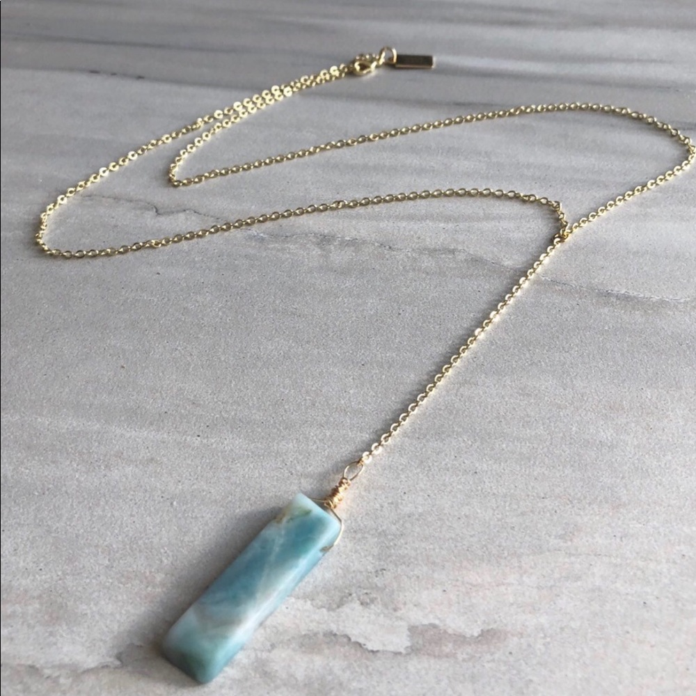 **ONE LEFT** Amazonite 14k gold necklace - Picture 1 of 4